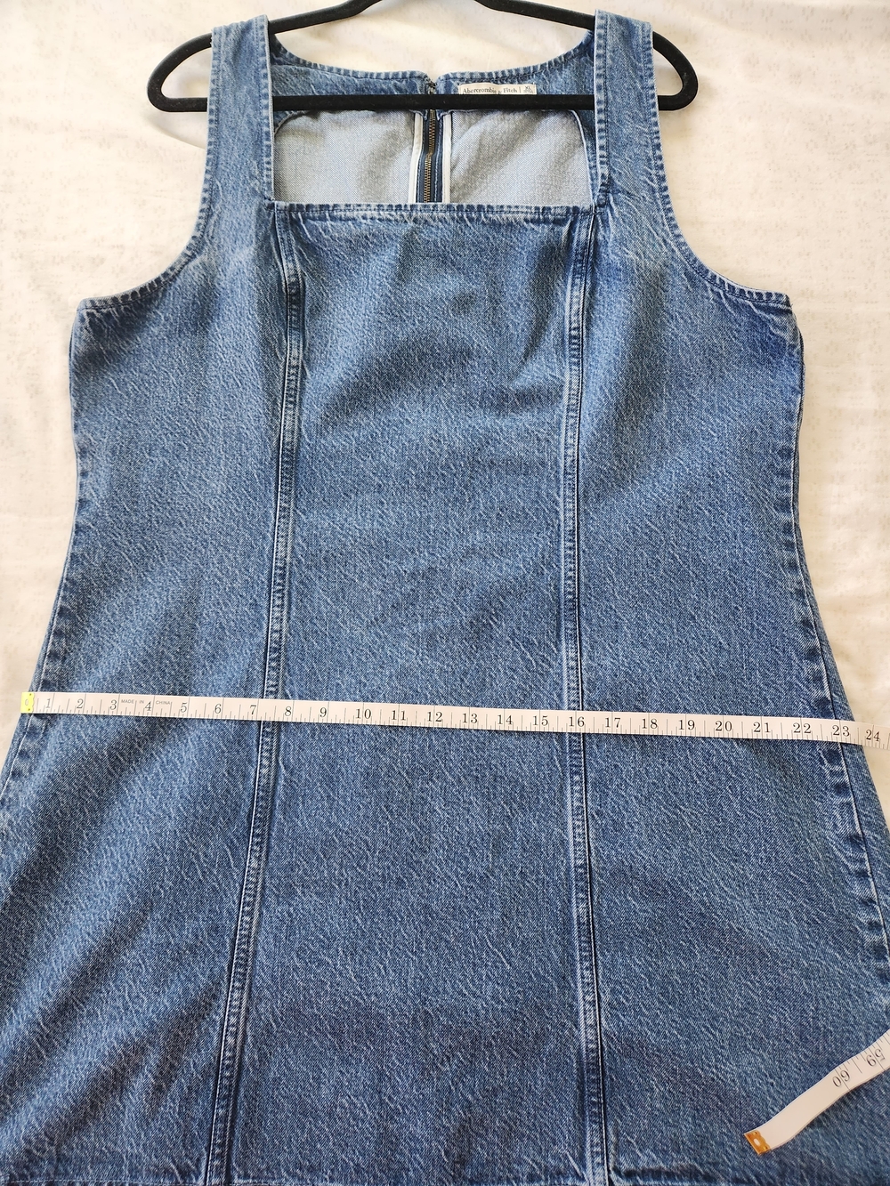 Abercrombie & Fitch Denim Square-Neck A-Line Mini Dress - Light Blue - Picture 10 of 12